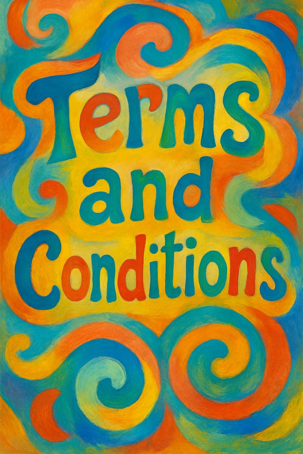 A painting-style image featuring the words 'Terms and Conditions' in a creative and artistic manner.